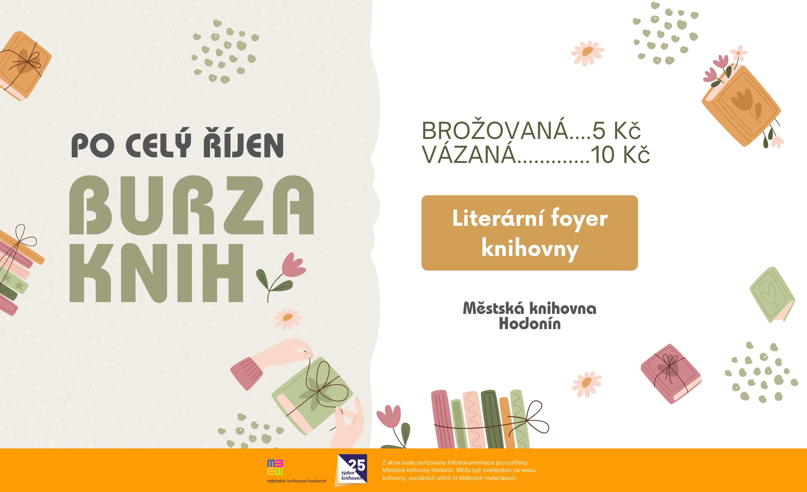 Přijďte si po celý říjen koupit knihy z knihovny. Brožovaná za 5 Kč, vázaná za 10 Kč. 